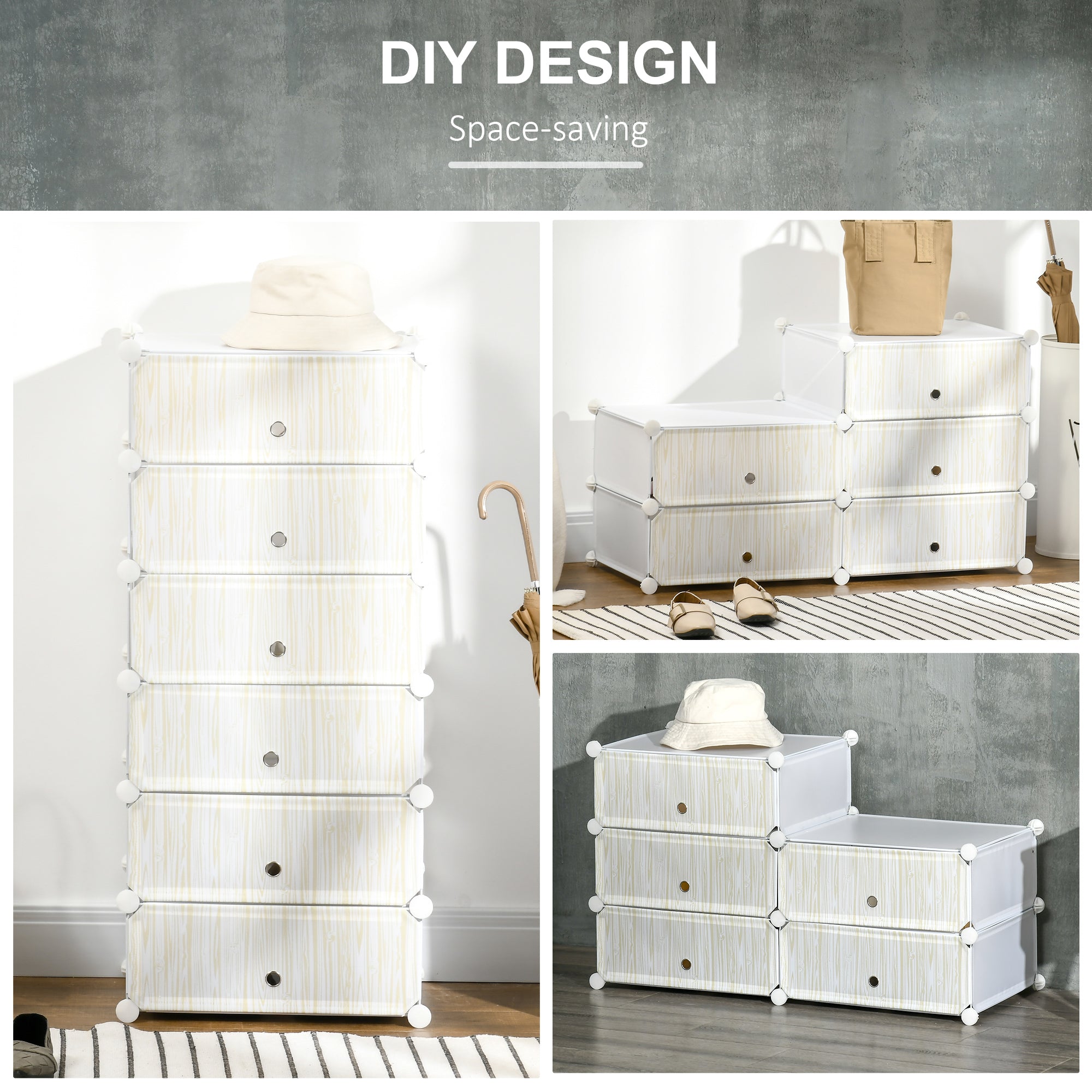 Six Cube Modular Storage Storage Unit - White