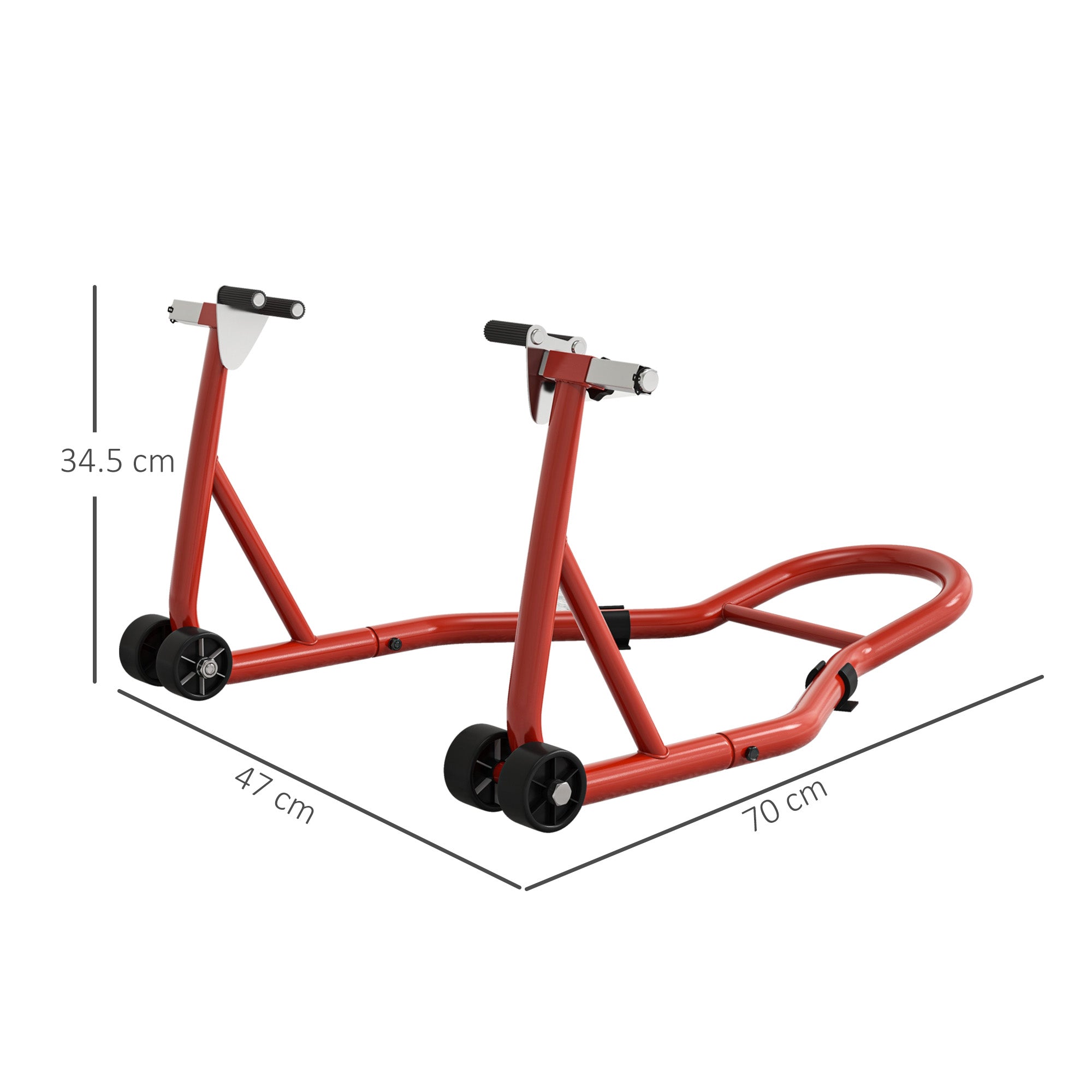 Rear Motorcycle Paddock Stand Motorbike Stand with Anti-Slip Mat, U-Shaped and L-Shaped Adapters, 200 kg Capacity, for 18", 17" and 10" Tyre, Red