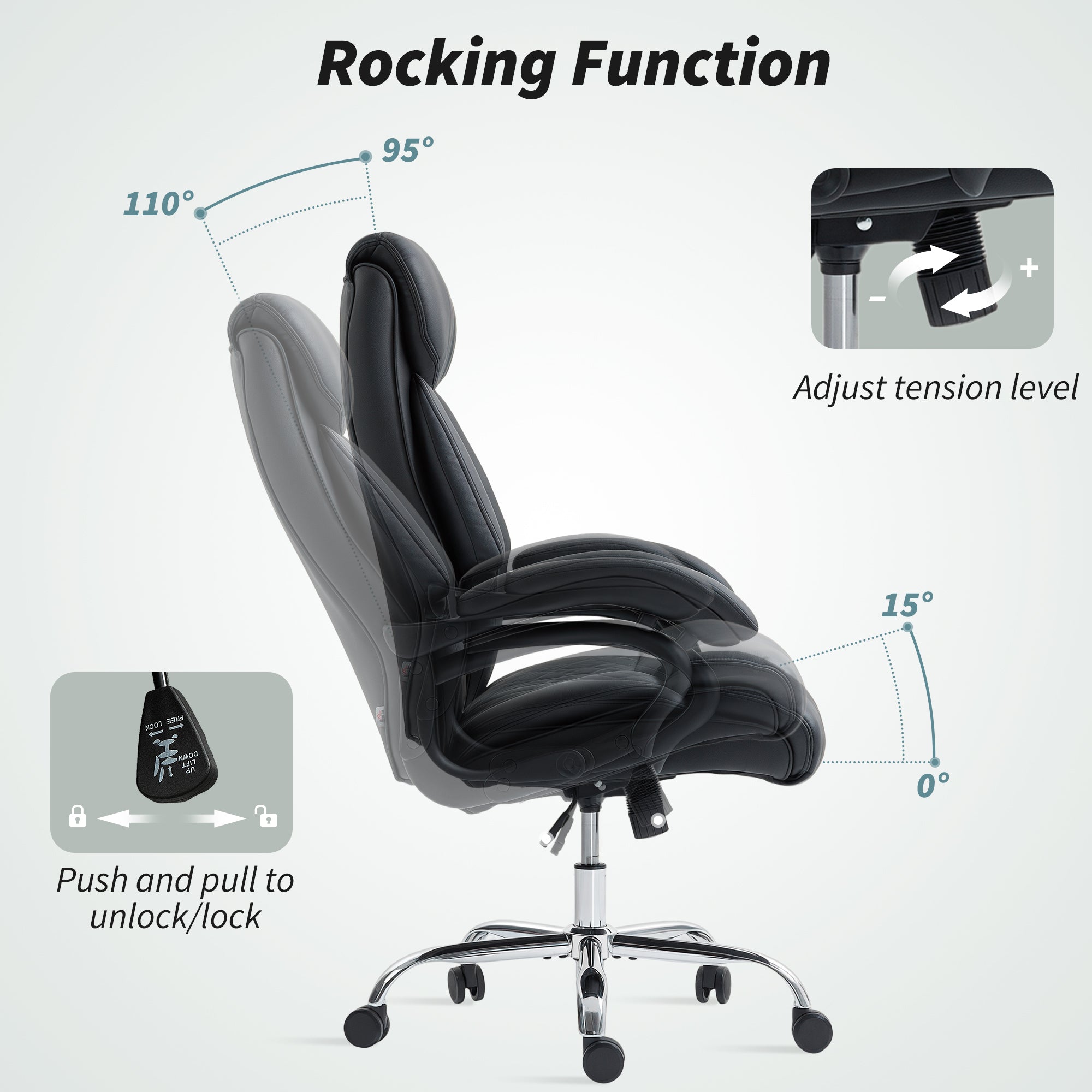 Executive Office Chair with Spring Padding - Black