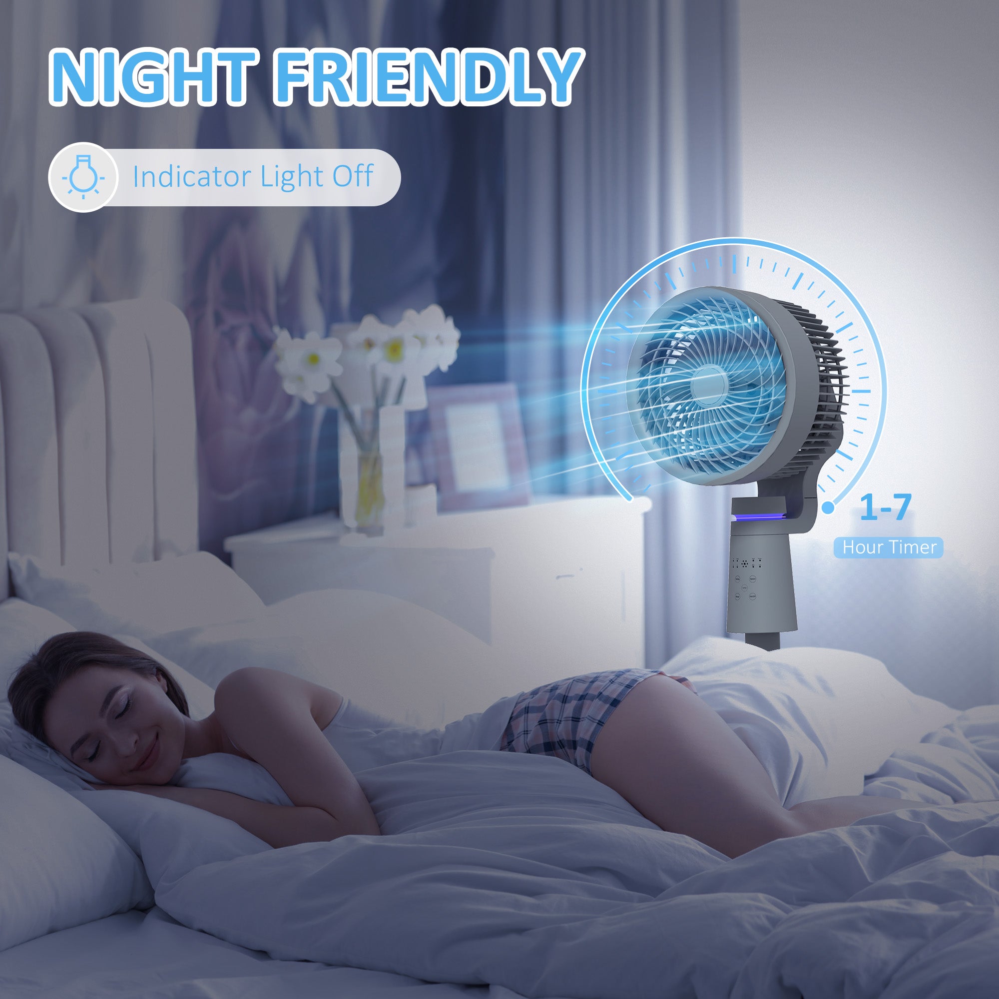 Pedestal Air Circulation Fan with Oscillating, Light Off, Grey