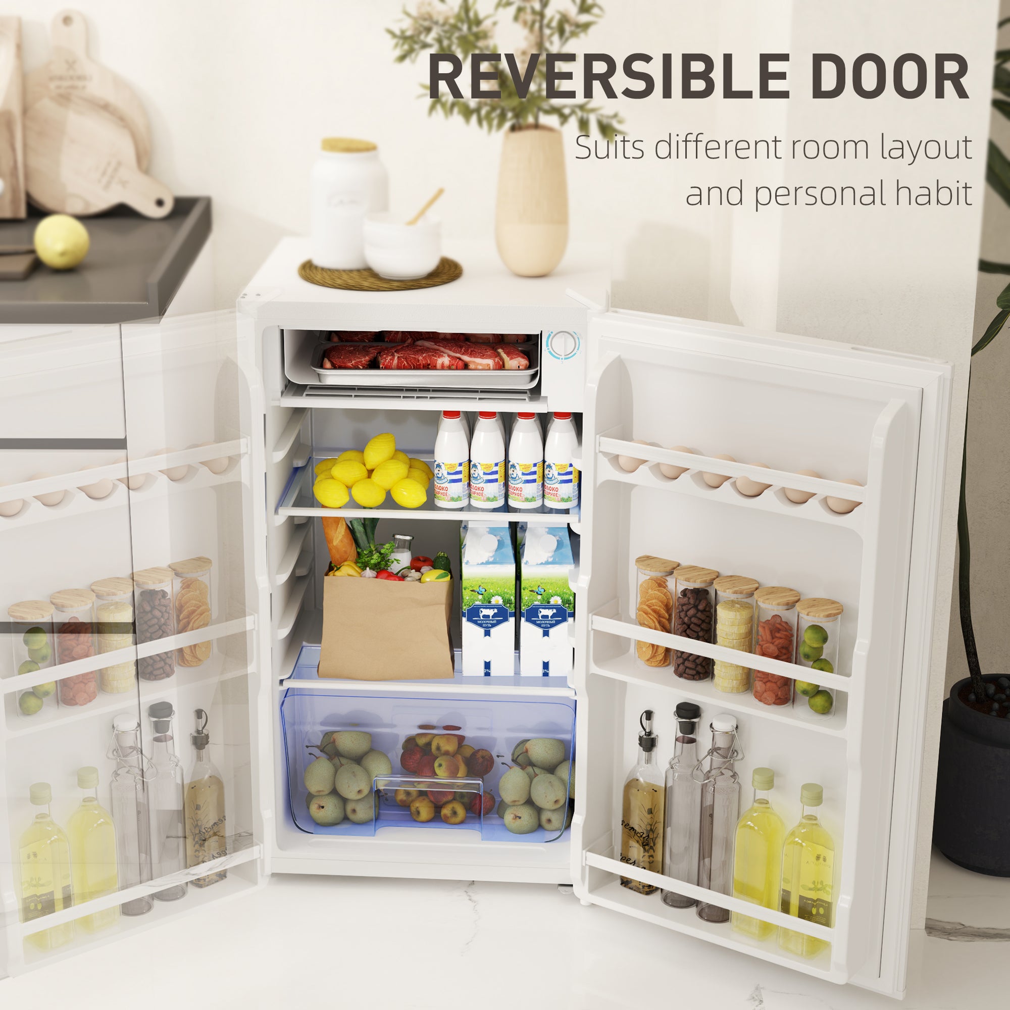 91L Freestanding Under-Counter Fridge with Lock - White
