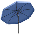 3 m Garden Parasol with Tilt Mechanism & Crank Handle, UPF 30+ Patio Umbrella Outdoor Table Umbrella, Dark Blue