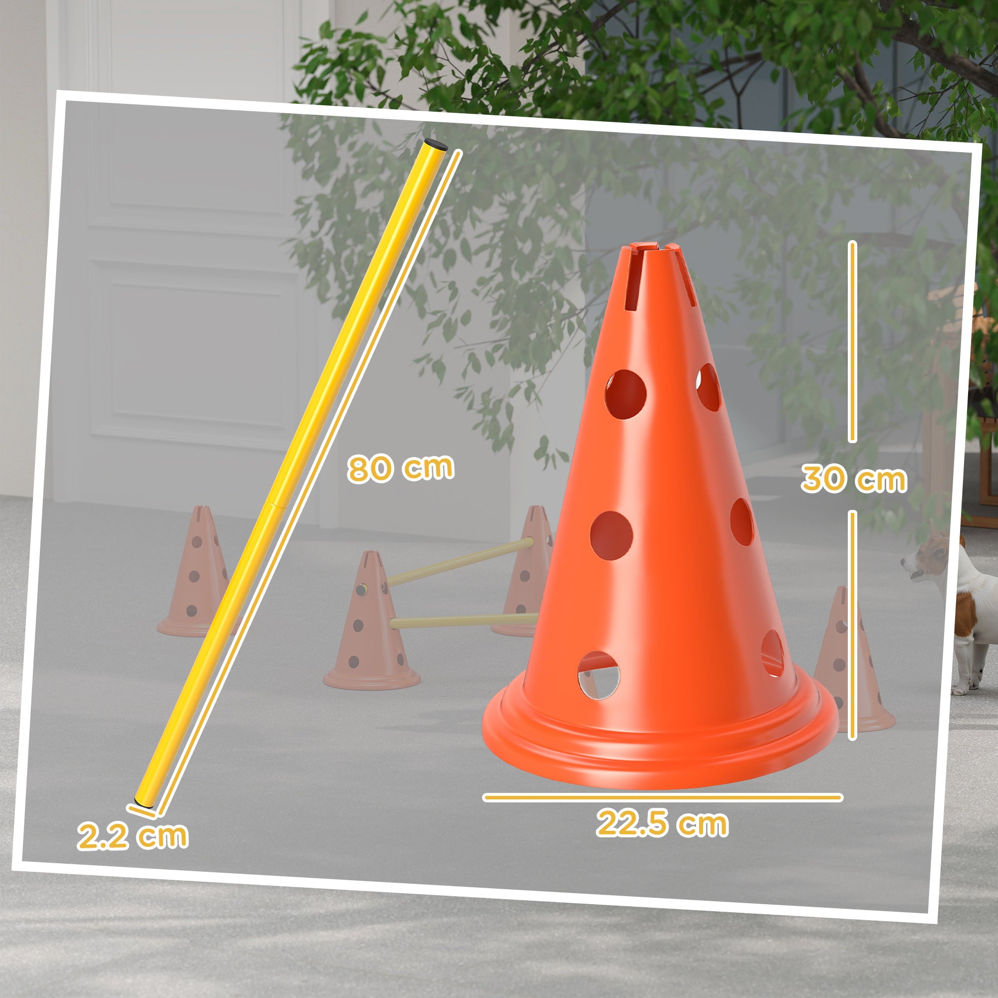 Dog Agility Equipment Set with 6 Cones, 6 Poles & 3 Adjustable Jump Obstacles - Orange