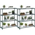 4 Tier Steel Plant Stand for Garden and Indoor Display - Dark Green