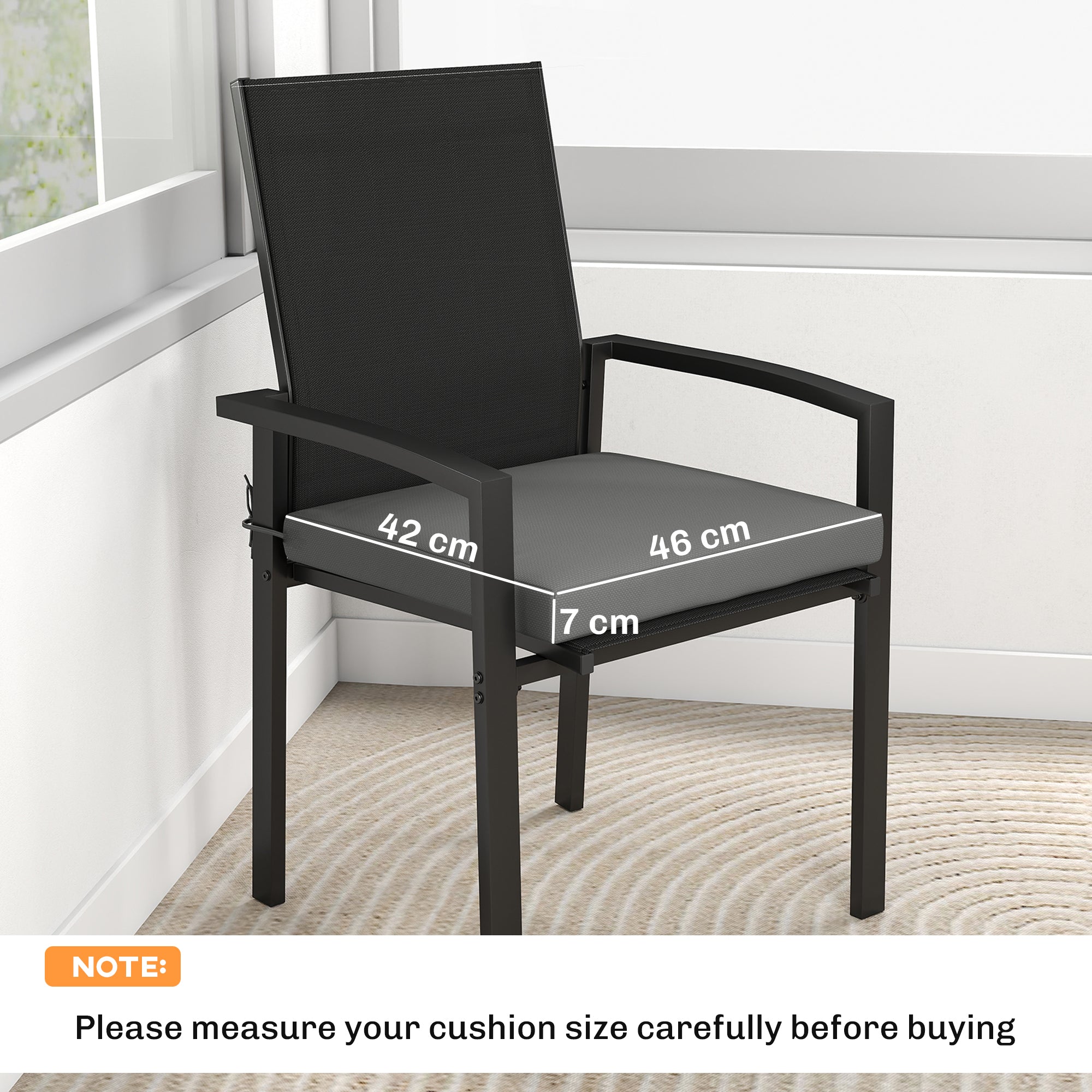Set of 6 Outdoor Seat Cushions with Machine Washable Cover, Water Repellent Seat Cushions Dark Grey
