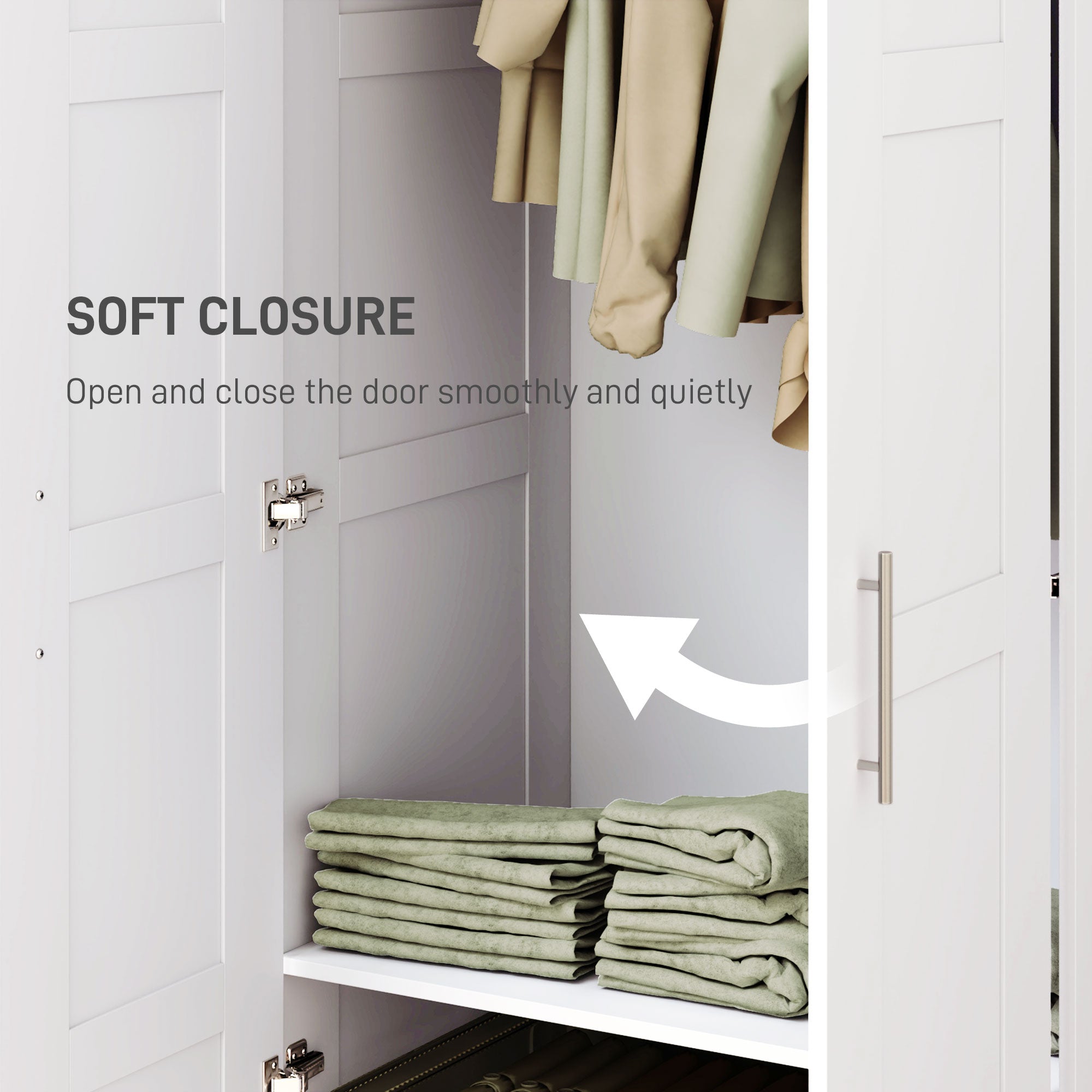 Double Paneled Wardrobe with Shelves for Extra Storage - White