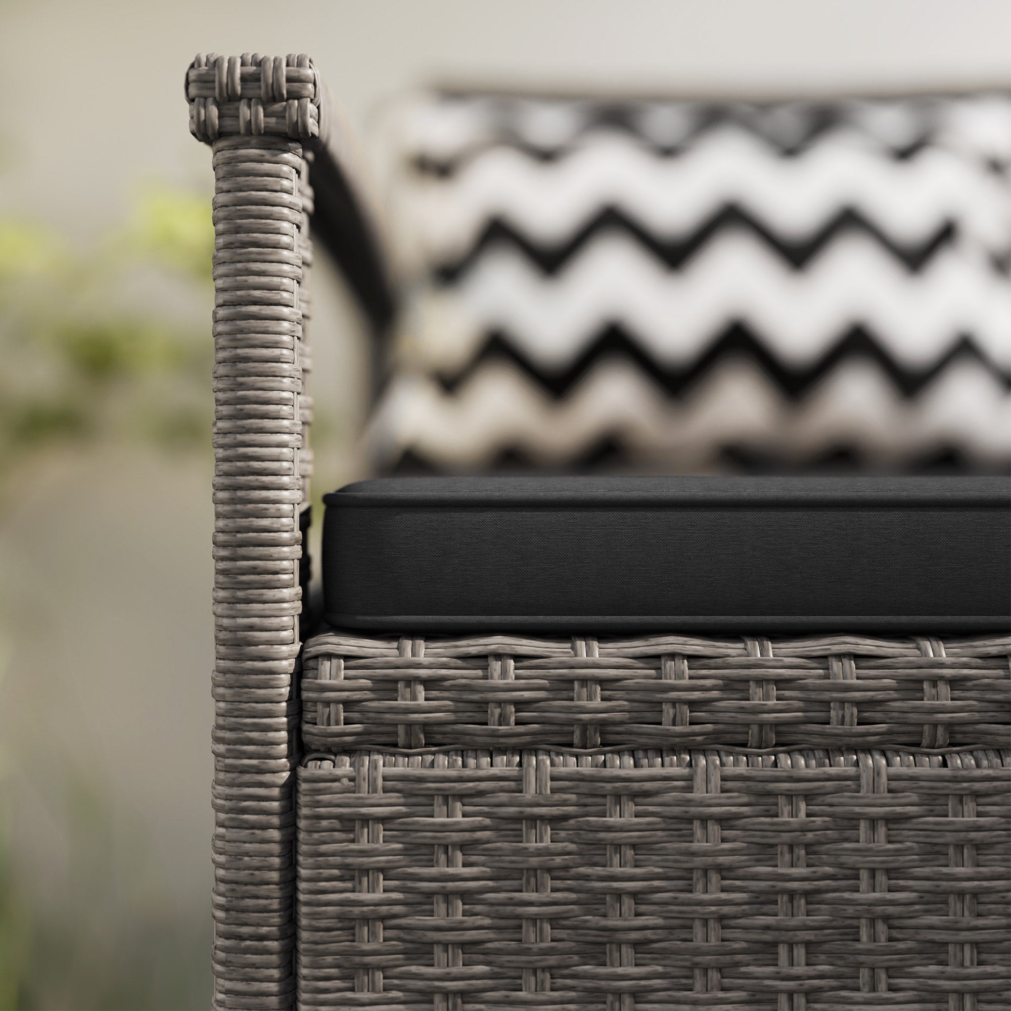 Two-Seater Outdoor Rattan Storage Bench 160L Capacity - Grey
