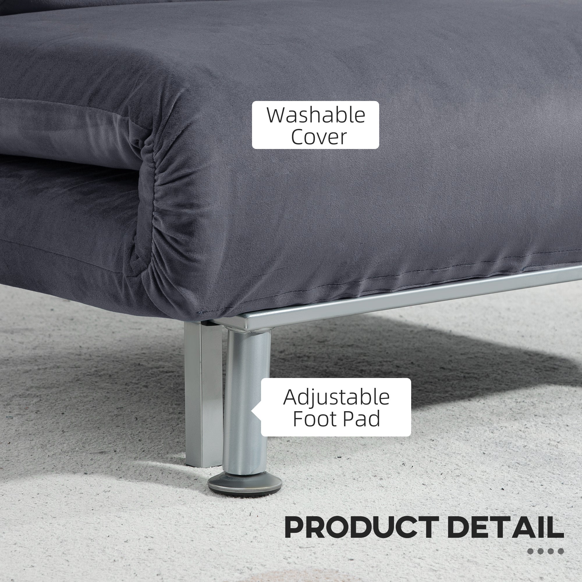 Single Velvet-Feel Sleeper Chair - Charcoal Grey