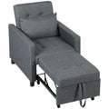 3-In-1 Convertible Sleeper Chair Bed with Adjustable Backrest, Pillow & Footrest - Dark Grey