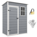 5 Foot Outdoor Storage Shed with Lockable Door and Window - Grey