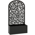 Metal Garden Bed for Garden with Trellis, Wall Mounted or Freestanding Raised Planter with Curved Privacy Screen