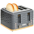 Four-Slice Rippled Toaster with 7 Settings and Safety Features - Grey