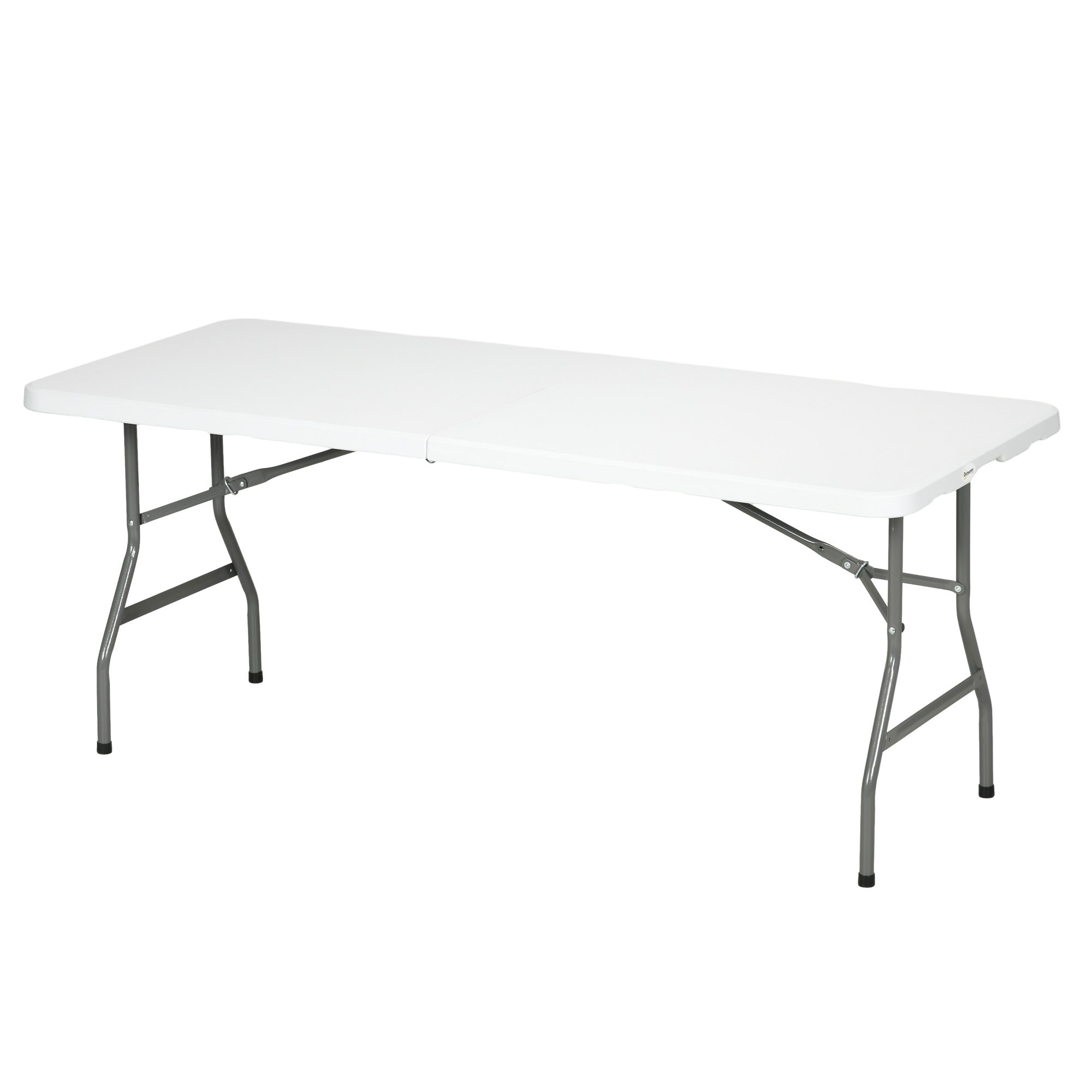 6 Seater Folding Garden Table with HDPE Top and Metal Frame White