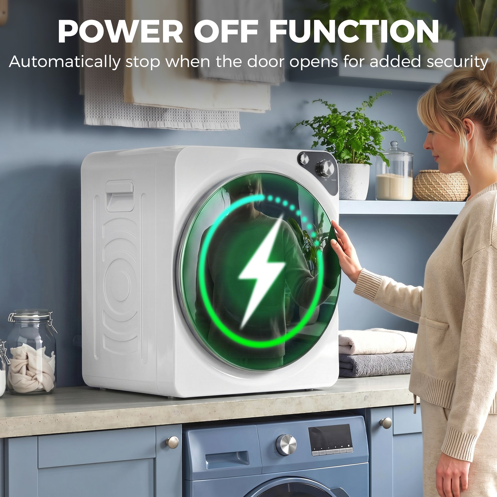 5kg Vented Tumble Dryer, 1000W Compact Tumble Dryer with 5 Drying Modes, Stainless Steel Tub, White