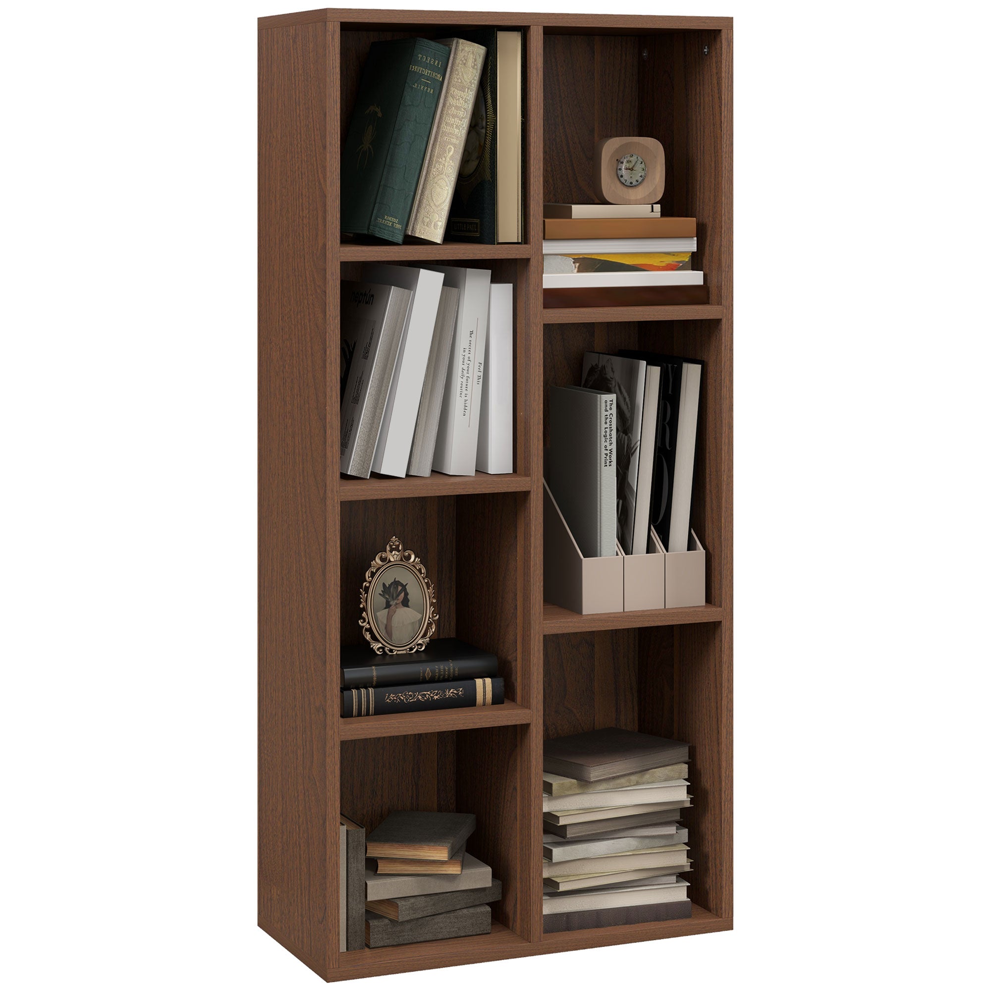 Seven-Cube Bookcase - Walnut Wood Effect