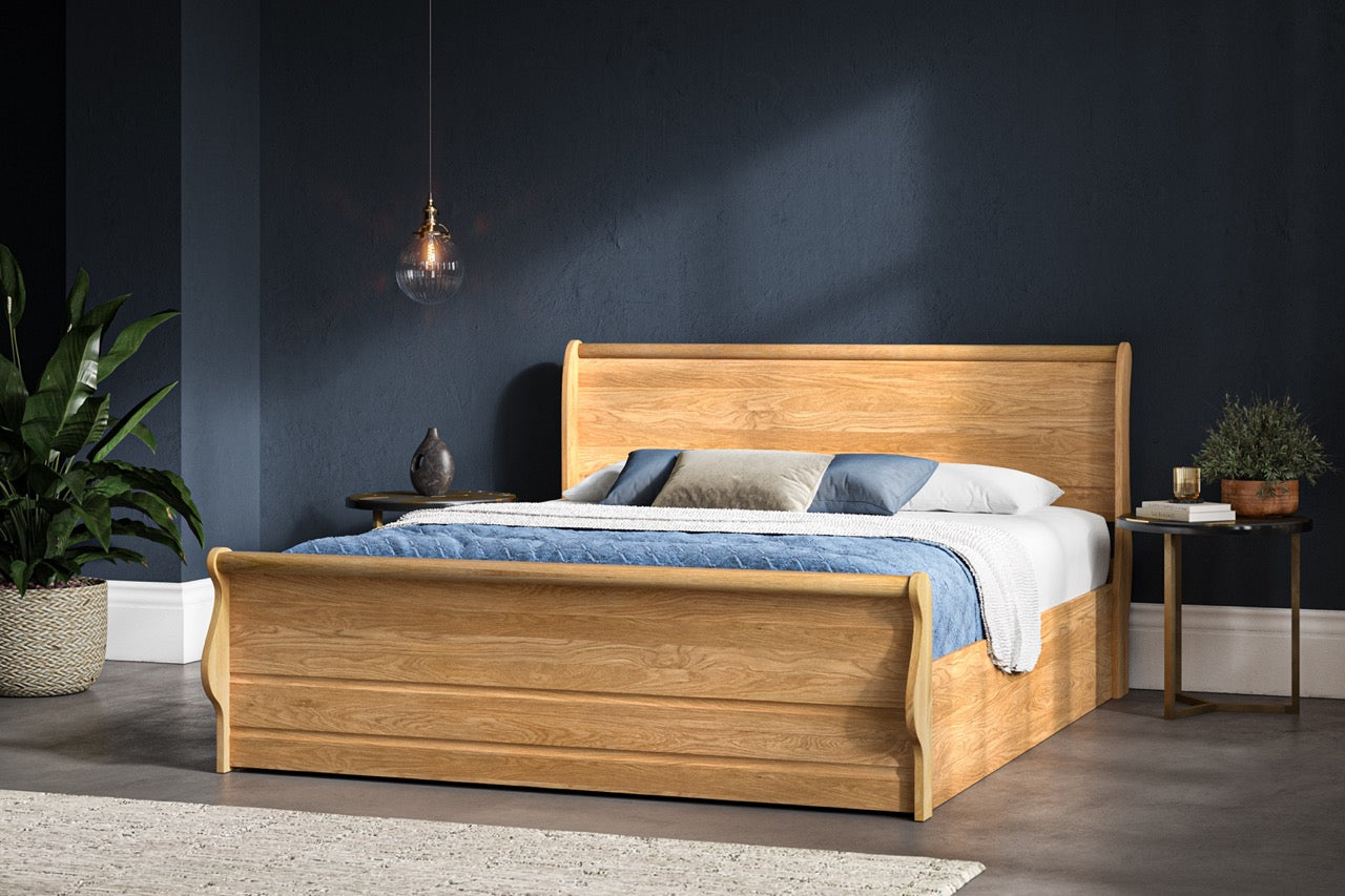 Windsor Solid Oak Ottoman Bed Oak - King - Bedzy UK modern and affordable home furniture England