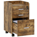 3 Drawer Filing Cabinet with Lock, Rolling File Cabinet with Edged Top for Letter, A4 Size, Hanging File Folders