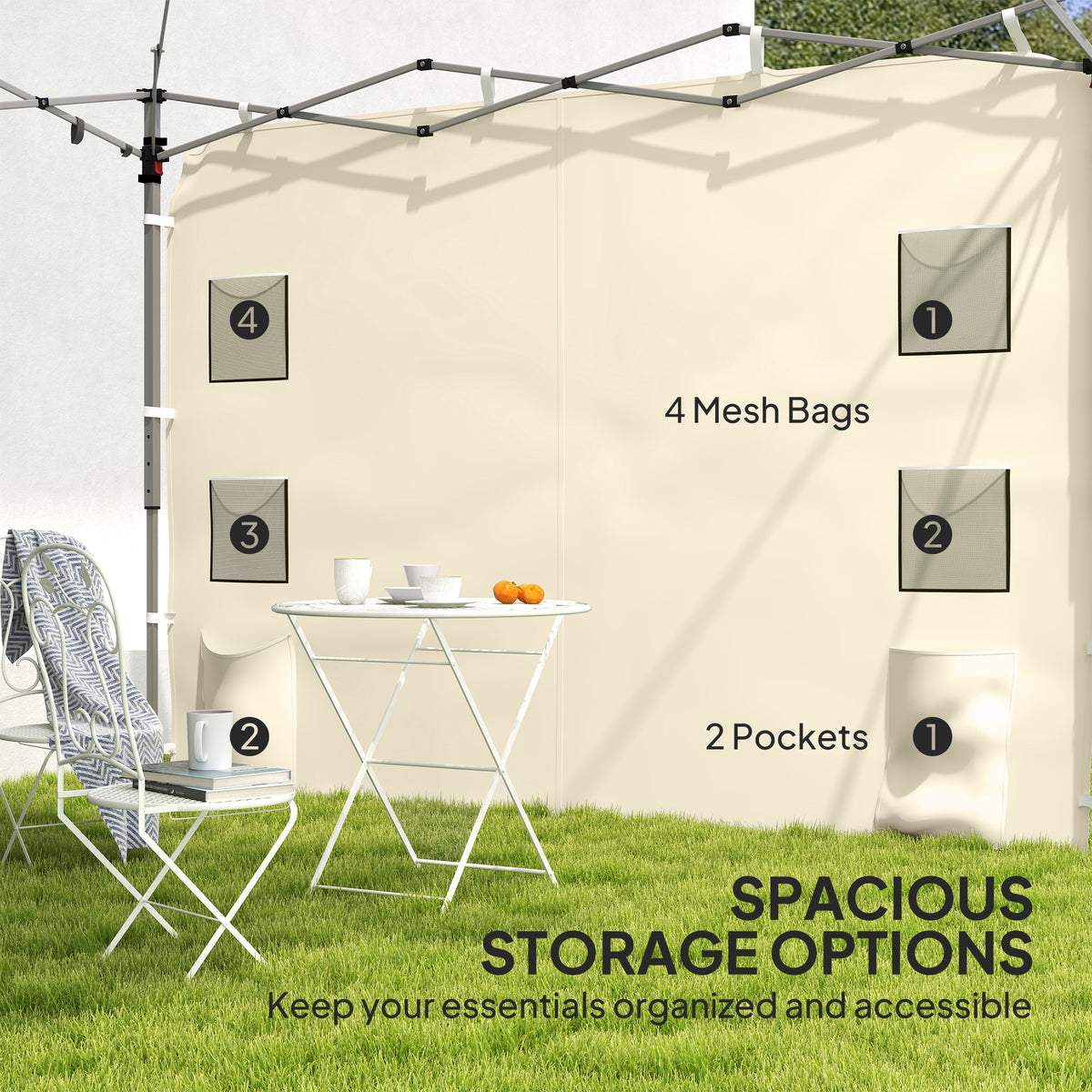 Replacement Gazebo Sidewall 195x295cm with Storage Pockets Oxford Fabric - Beige