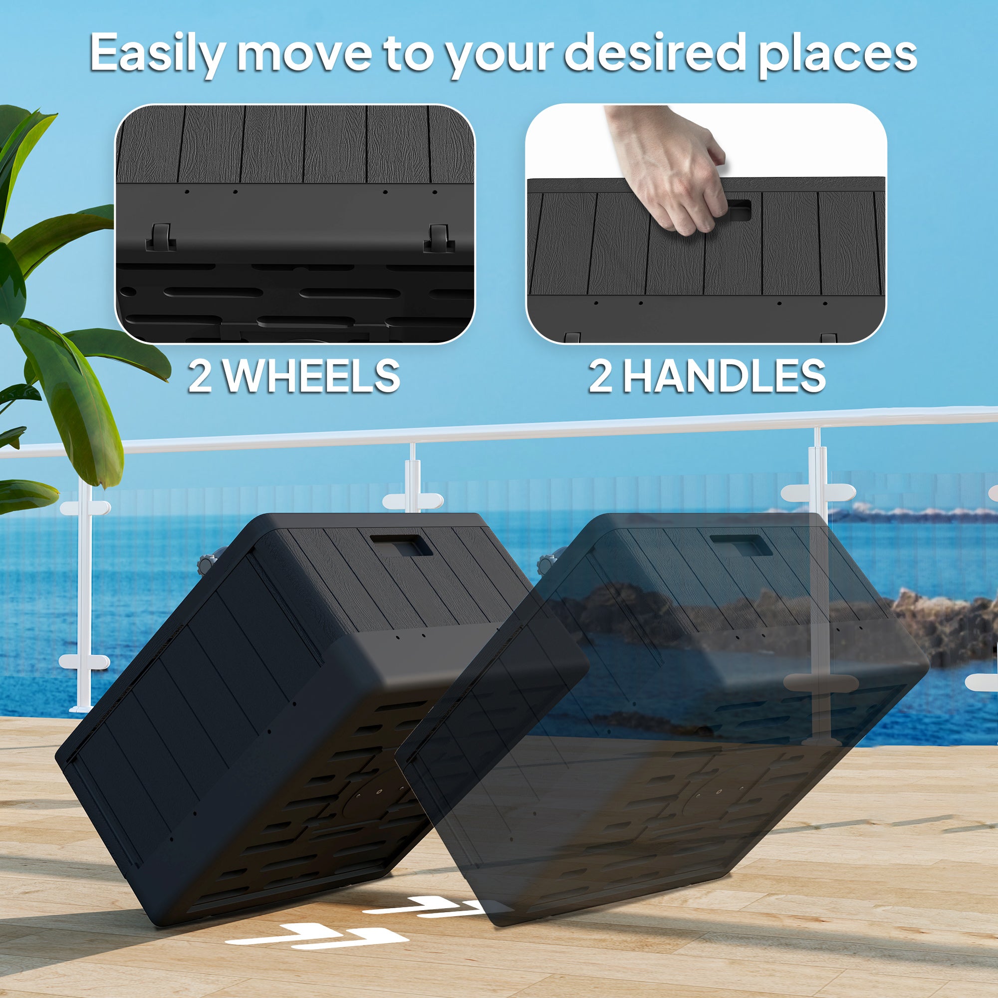 Garden Parasol Base Outdoor Umbrella Stand with Wheels Handles, Garden Umbrella Base, Filled Up to 80kg with Stand or 50kg with Water for 38, 48 mm Poles, Black