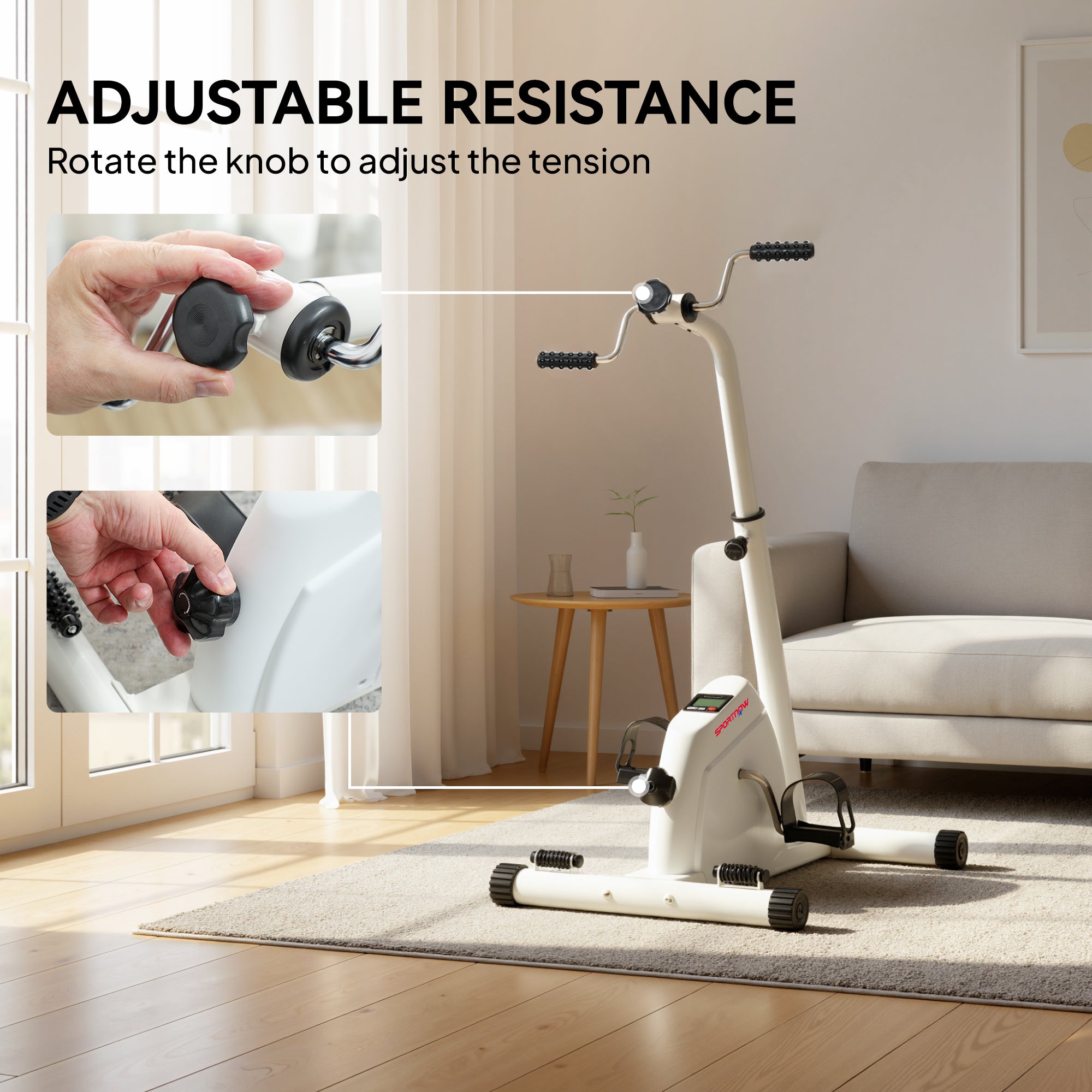 Seated Pedal Exerciser with Dual Massage and Adjustable Height