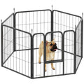 Heavy Duty 6-Panel Dog Playpen with Secure Door 60cm High for Indoor Outdoor - Black