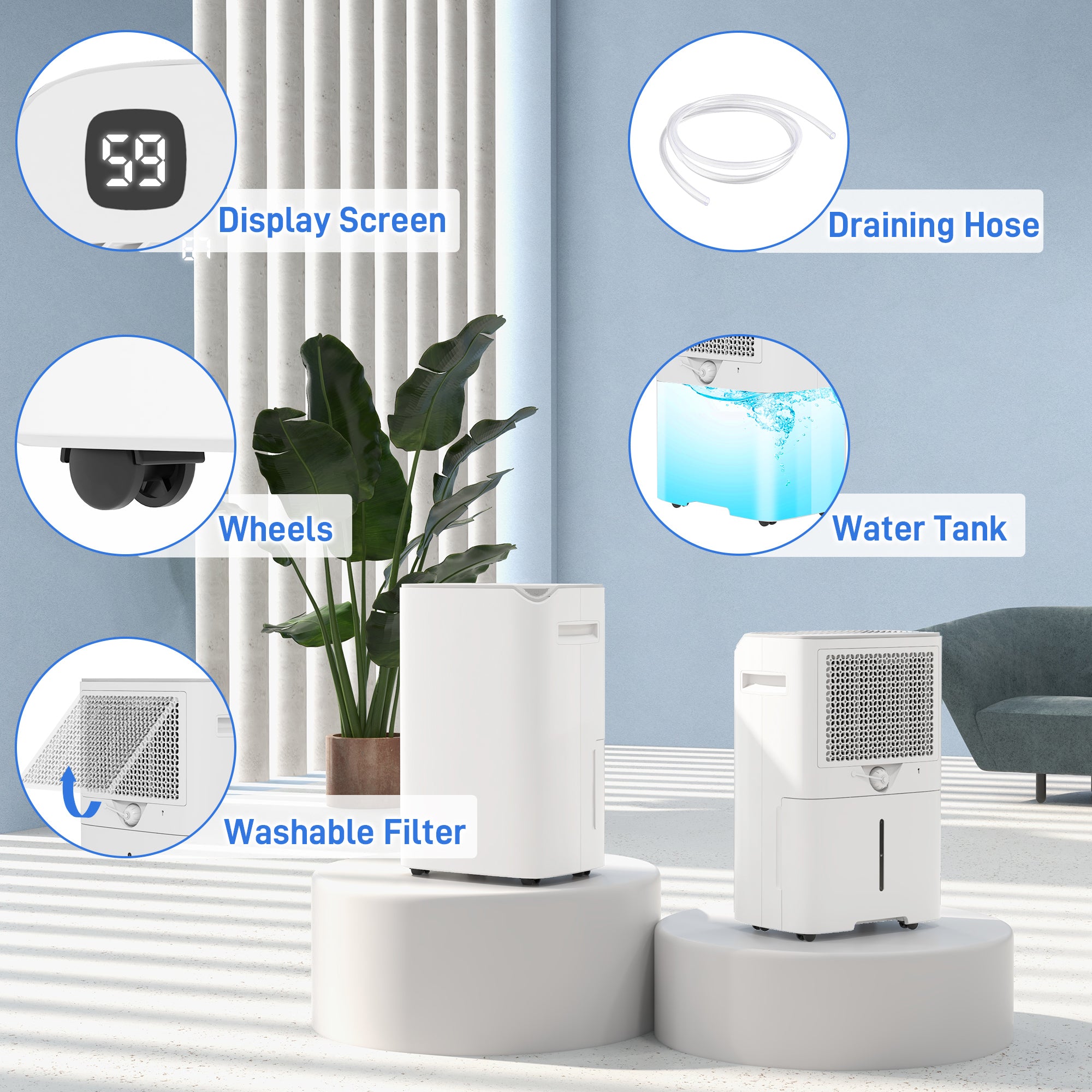 20L/Day Dehumidifier, with Filter - White