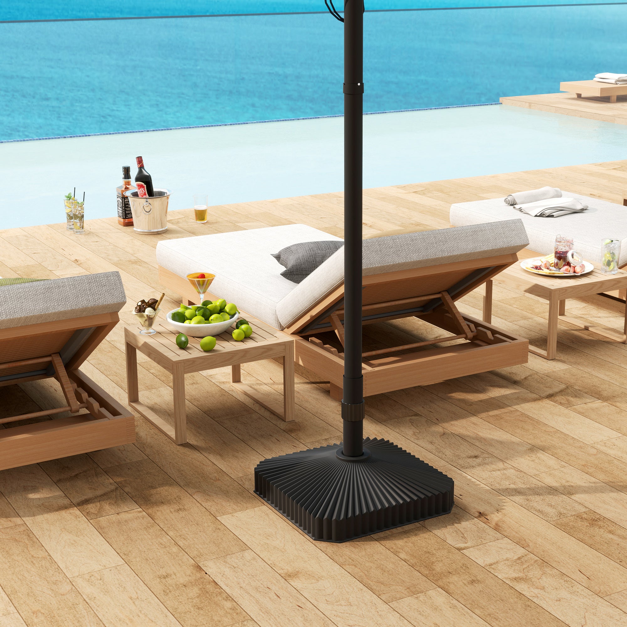 Patio Umbrella Stand, Heavy Duty Outdoor Parasol Base, Sand/Water Filled, Black