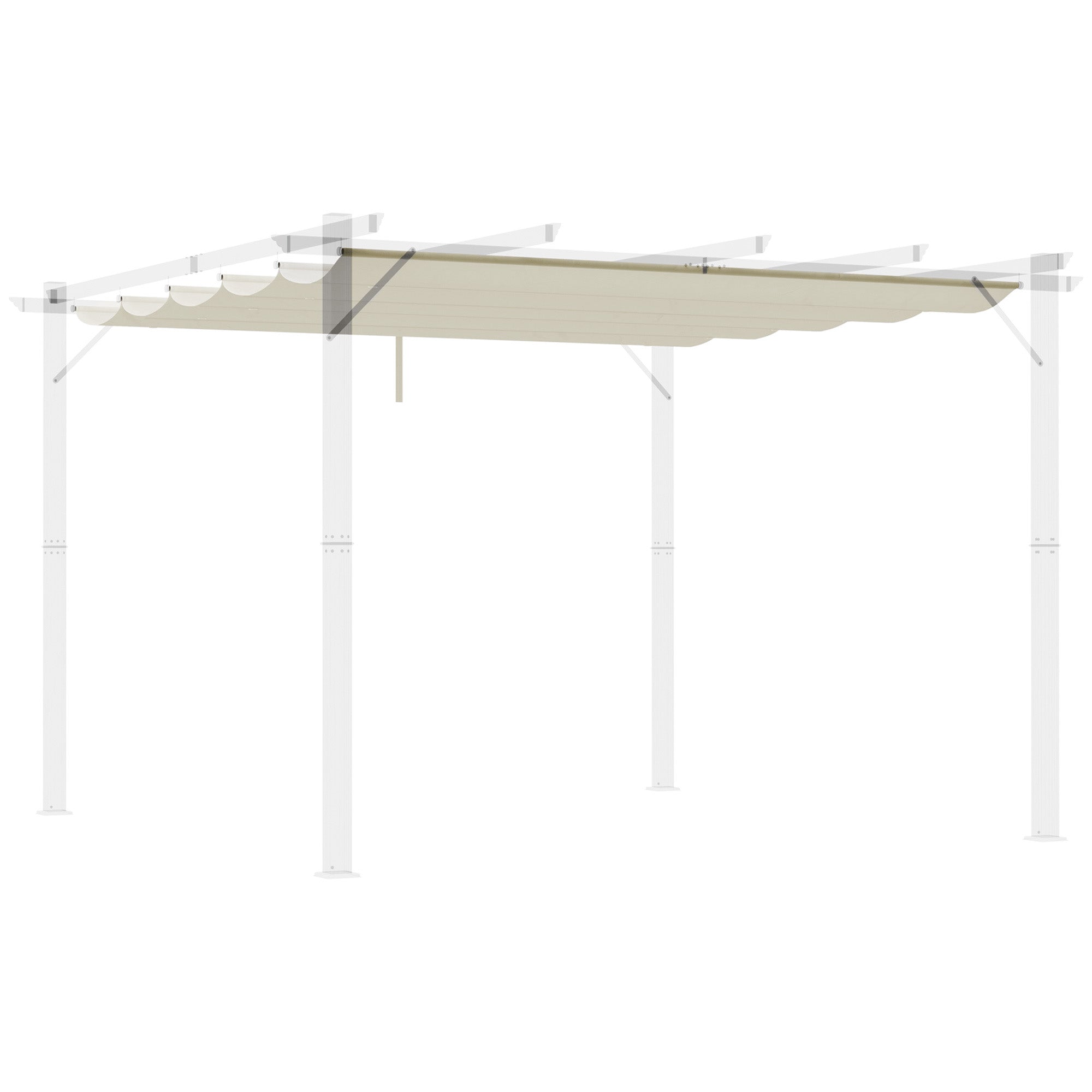 Retractable Pergola Shade Cover Replacement Canopy Fabric 3x3 Metres Cream White
