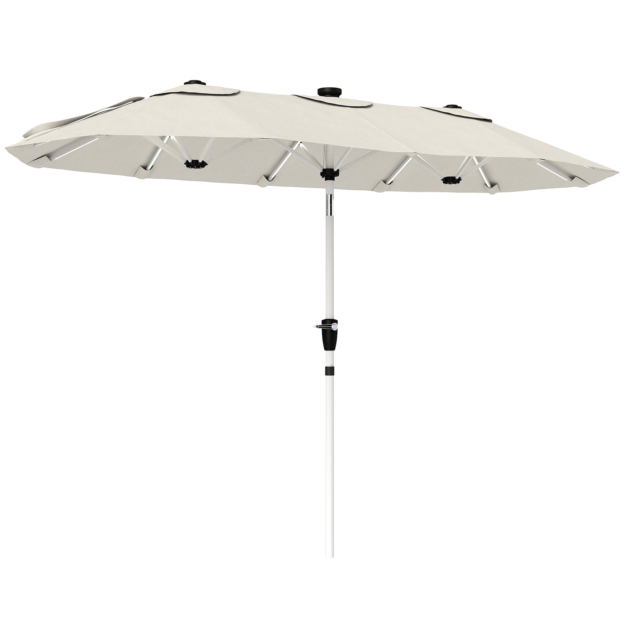 3 m Double-Sided Garden Parasol with LED Solar Lights, Outdoor Extra Large Sun Umbrella with Crank Handle, Cream White