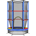 Kids Trampoline with Enclosure Net and Steel Frame for Ages 3-6 Years - Multicoloured