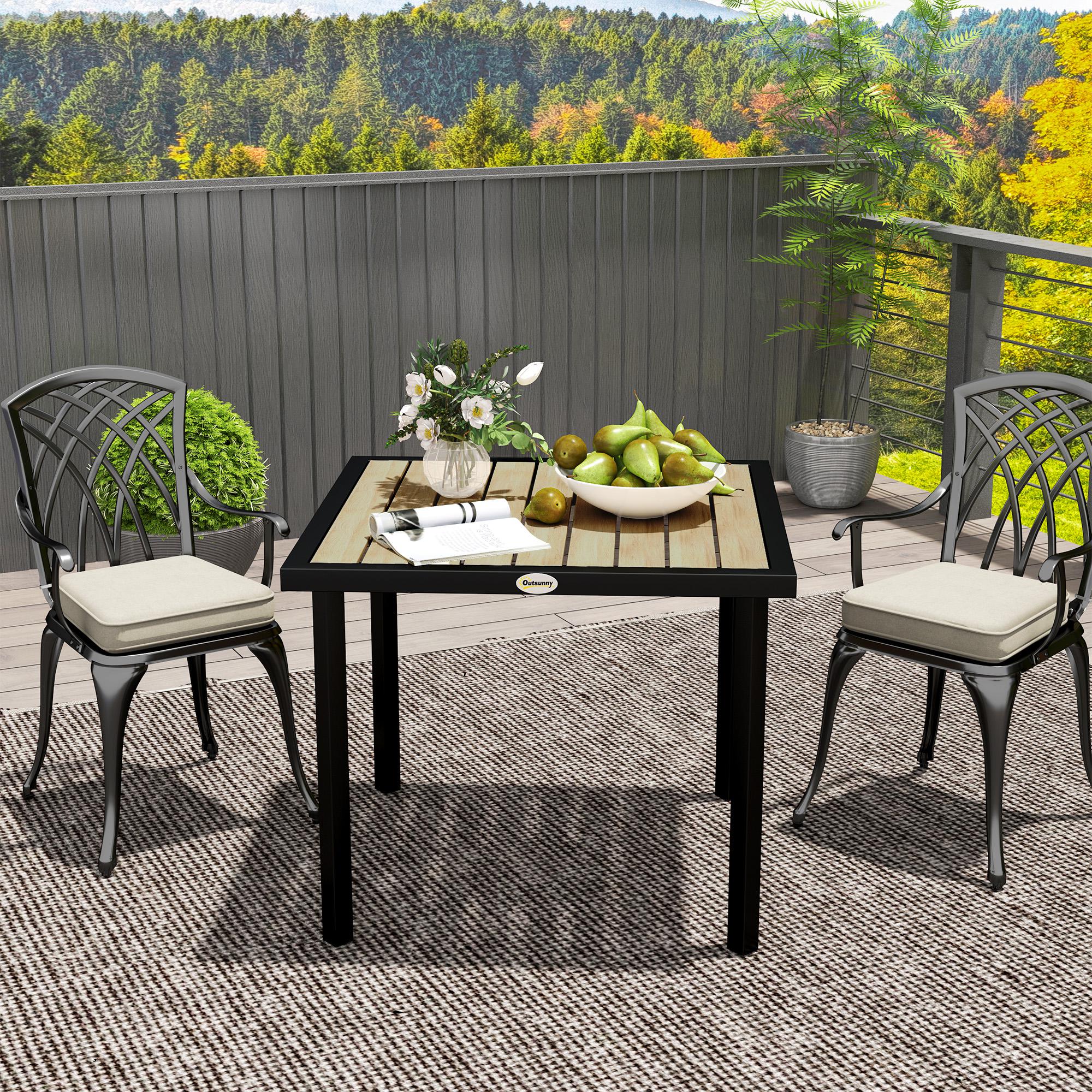 4 Seater Square Garden Dining Table with Parasol Hole - Brown