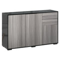 High Gloss Frame Sideboard with 2 Push-Open Drawers - Light Grey and Black
