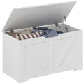 100L Home Storage Box with Safety Hinges and Seating - White Wood-Effect