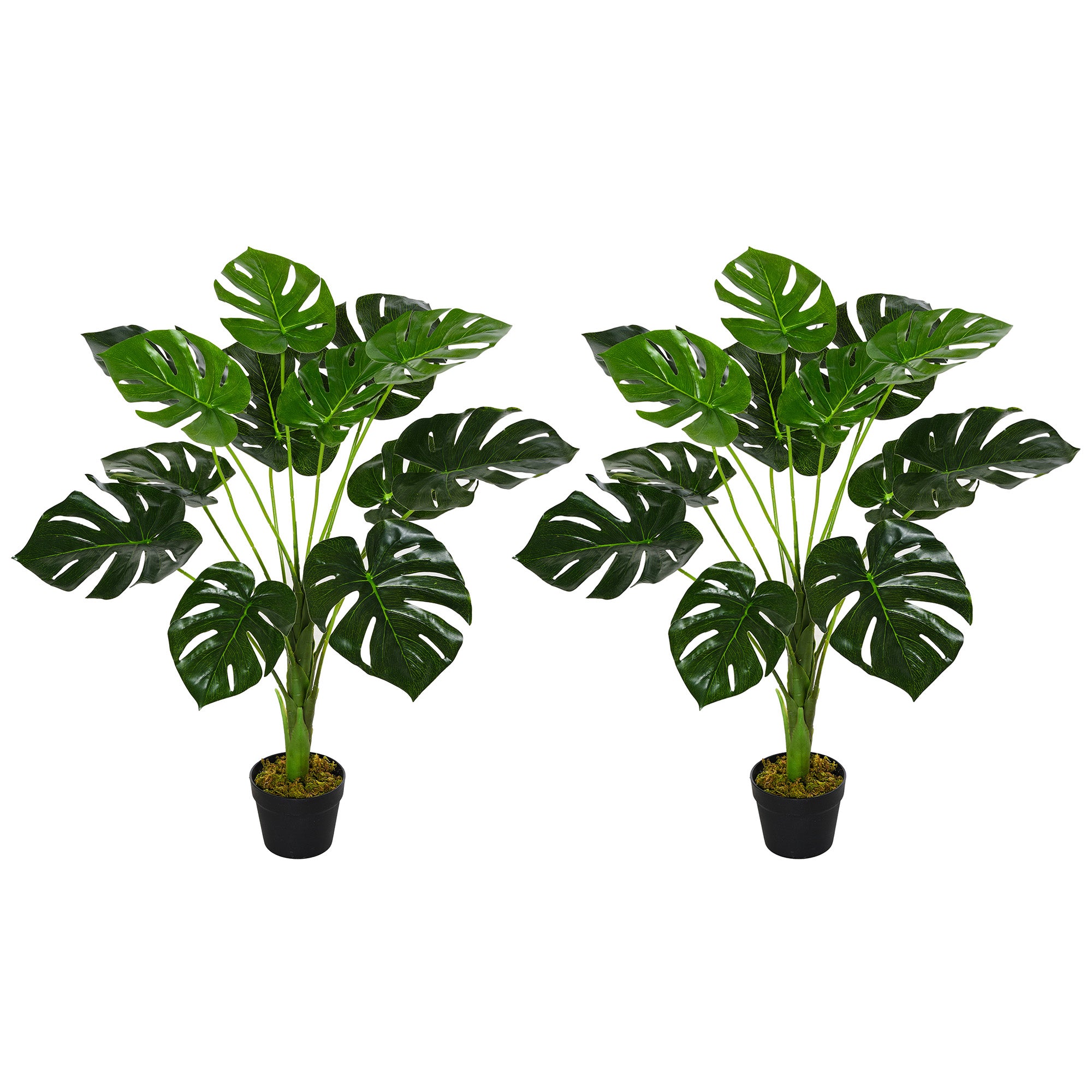 2 Pack Decorative Artificial Monstera Plants in Pot Fake Plants for Home Indoor Outdoor Decor, 85cm, Green