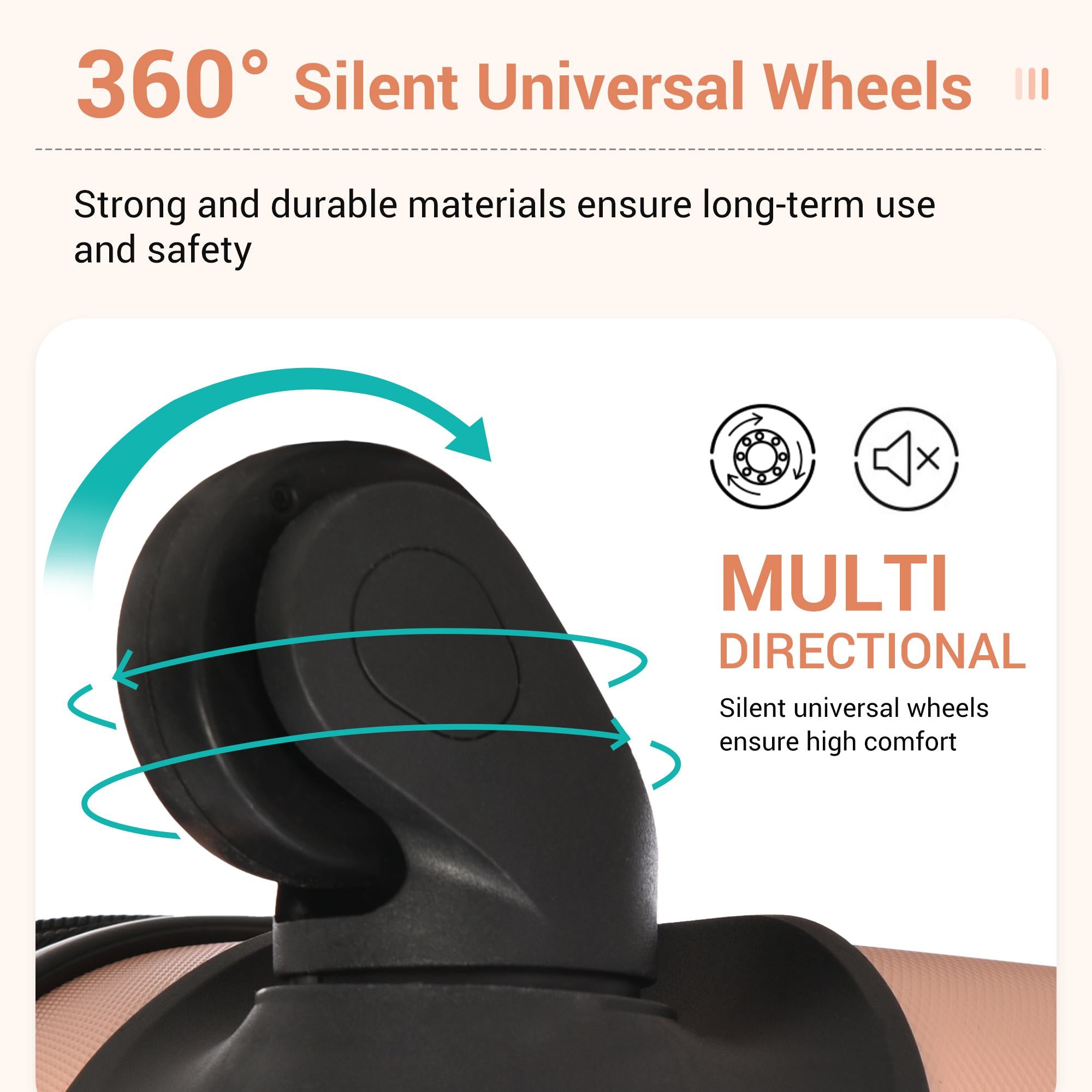 20" 4-Wheel ABS Hard Shell Travel Trolley Suitcase with Silent Universal Wheels, Luggage with Combination Lock, 35L × 23W × 57H cm, Pink