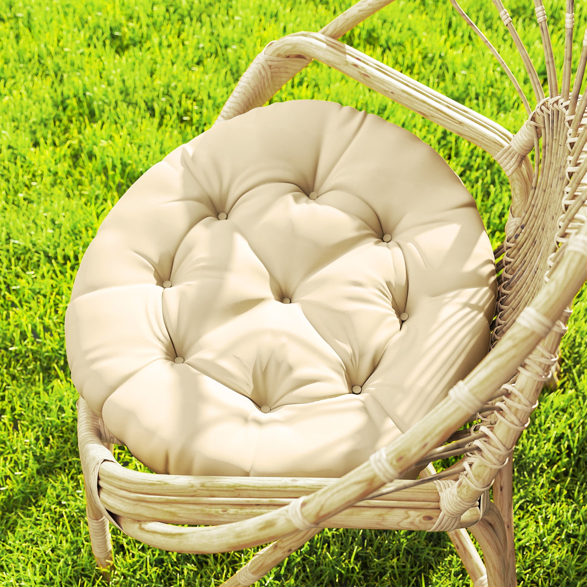 Set of 2 Outdoor Cushions 60cm Beige Cotton Filled UV Protected
