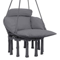 Hanging Hammock Chair with Soft Cushion Set and Steel Frame - Dark Grey