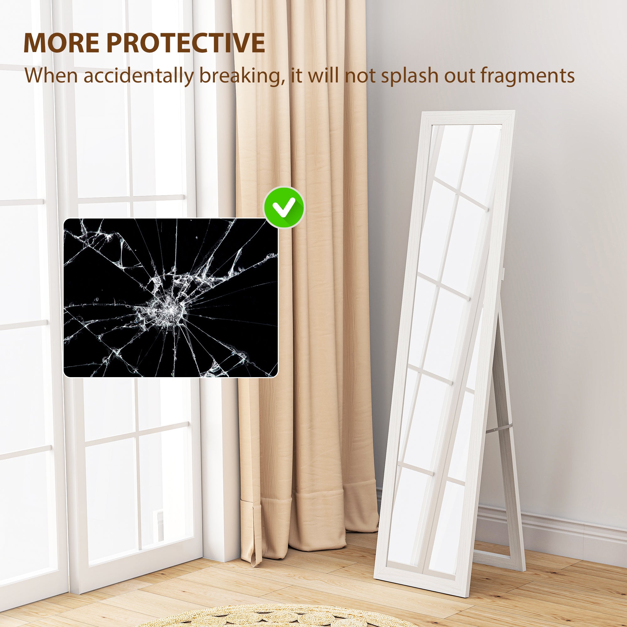 37 x 157 cm Full Length Mirror - White