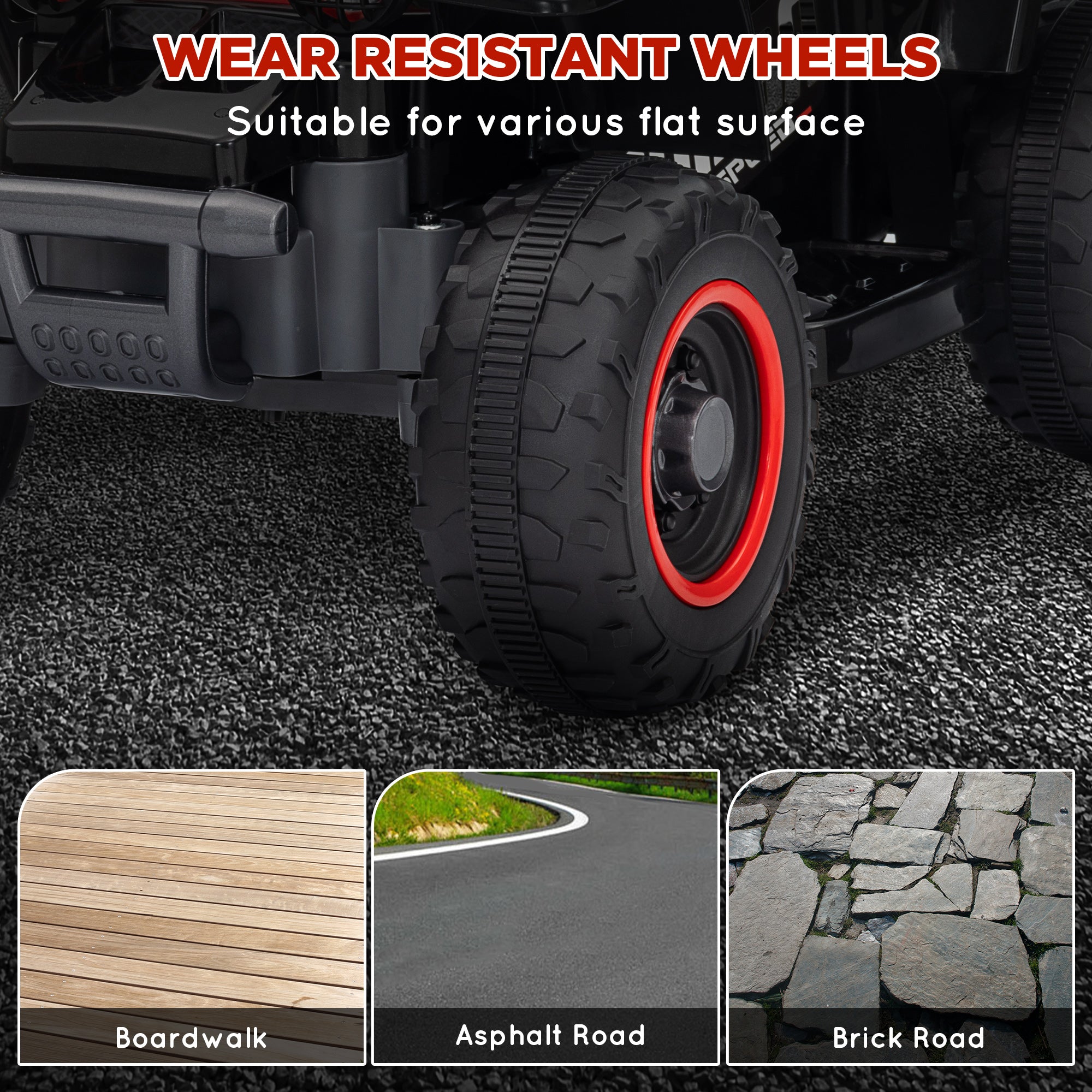 6V Electric Quad Bike for Kids, Ride On ATV w/ Forward Backward, Headlights, for 18-36 Months, Black and Red