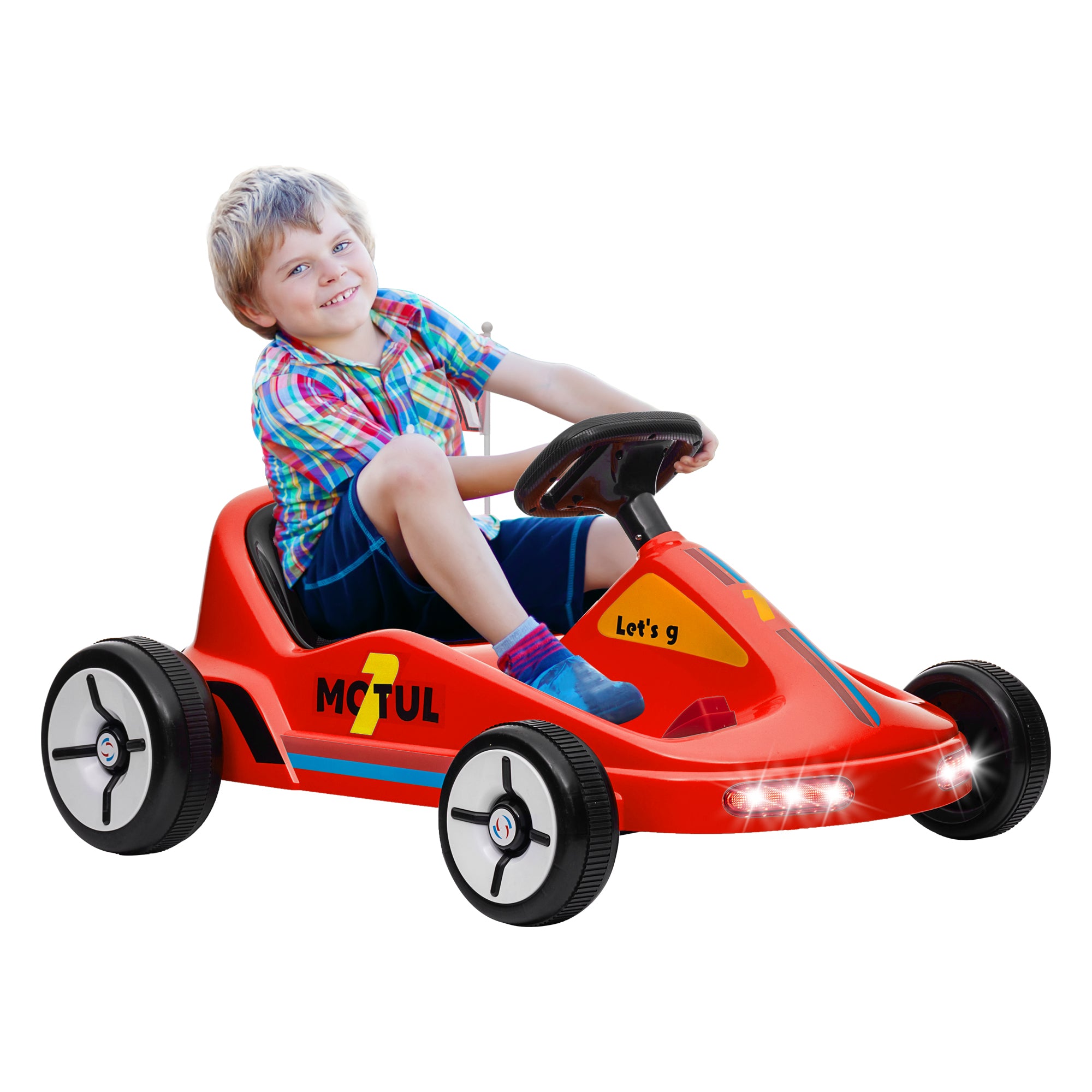 6V Electric Go Kart for Kids with Music, Light, Horn, for 3-5 Years, Red