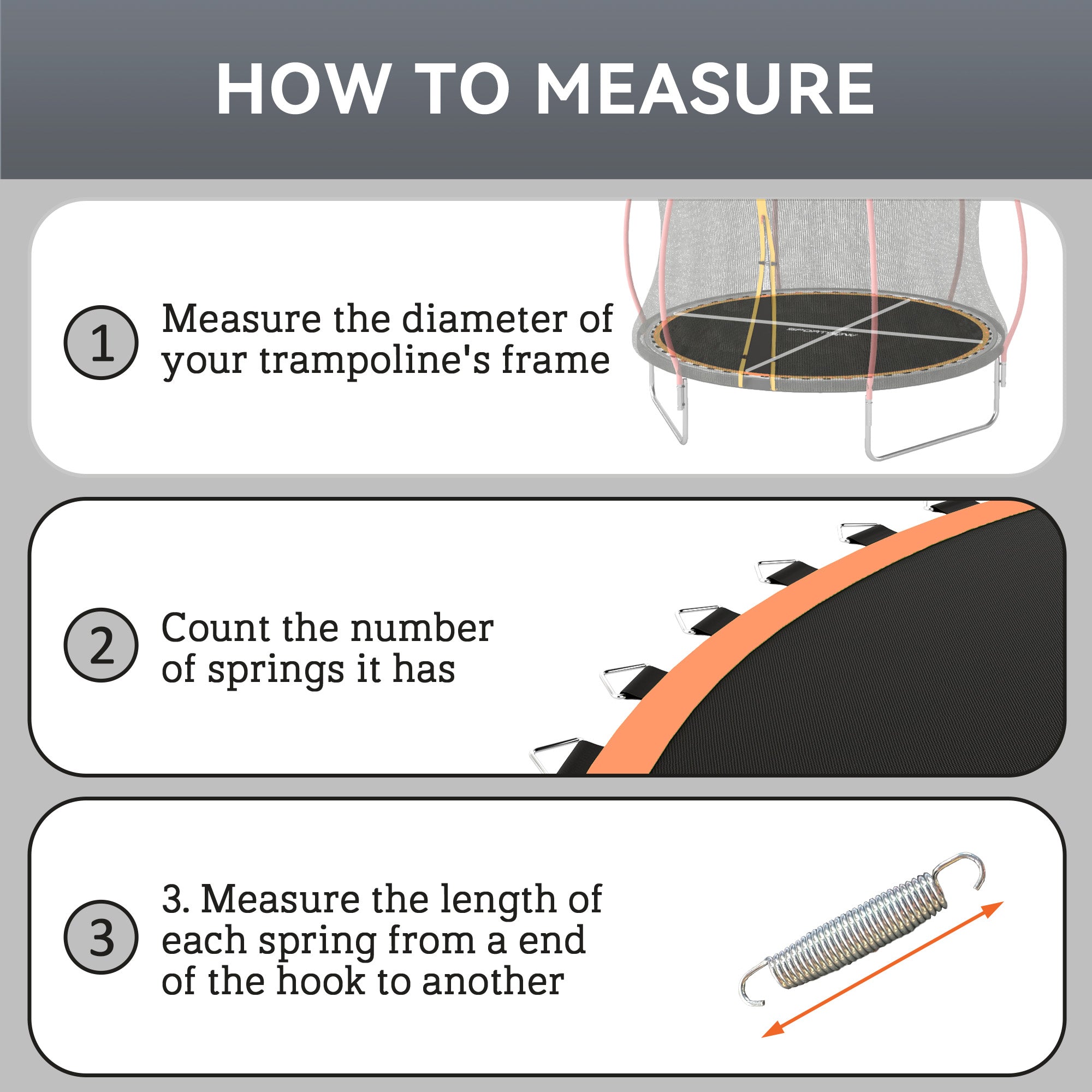 Trampoline Replacement Mat with Spring Pull Tool, 42 V-Hooks, for 8ft Trampoline using 14cm Springs, Orange