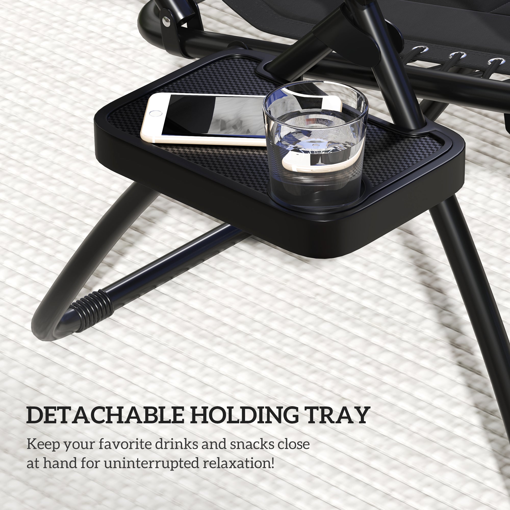 Set of 2 Zero Gravity Lounger Chairs with Padded Seat and Shade Cover - Black