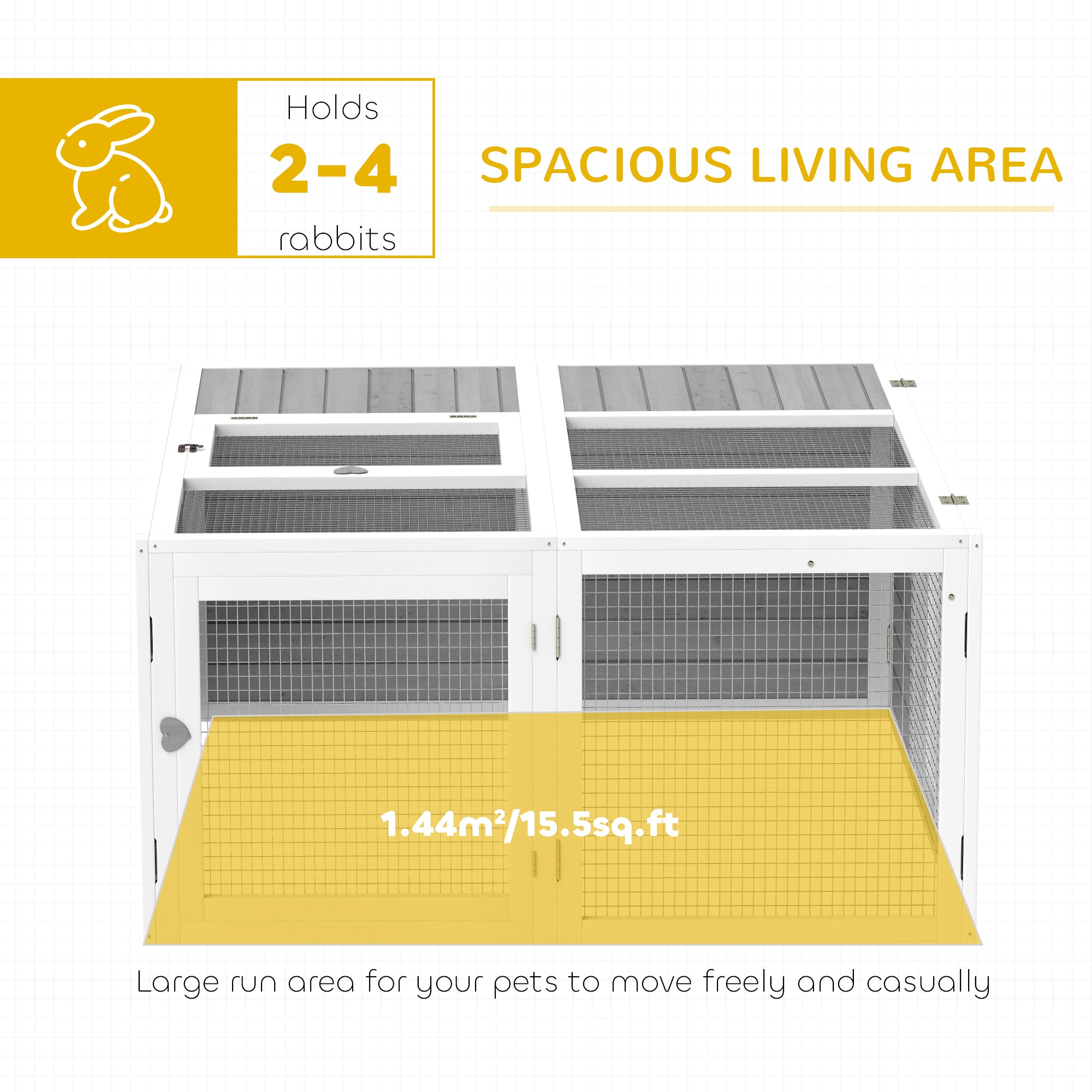 Rabbit Hutch with Openable Foldable Roof, Light Grey