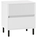 Simple Line Two-Drawer Bedside Table with Indented Detail - White