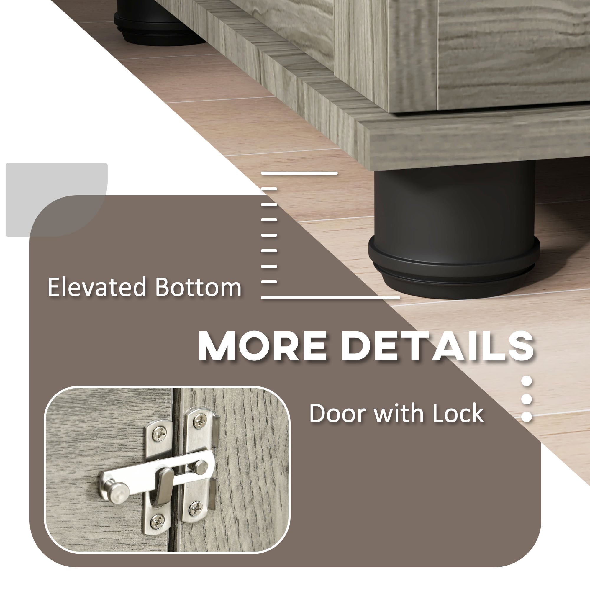 Extra Large Indoor Dog Crate Furniture End Table with Lockable Door and Washable Cushion - Grey
