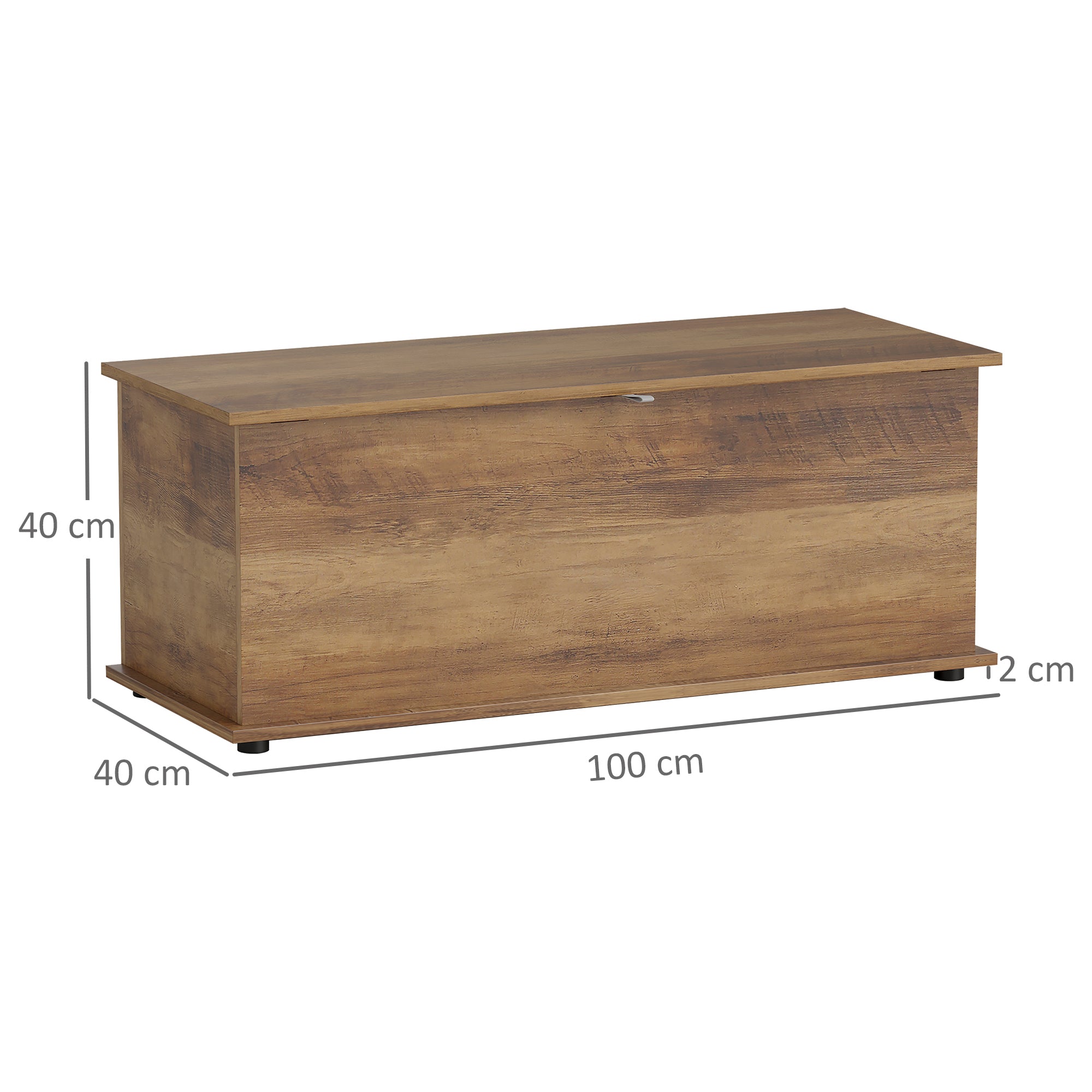 113L Storage Chest with Flip-Top Lid and Safety Hinges, Storage Trunk for Living Room and Entryway - Brown Wood Grain
