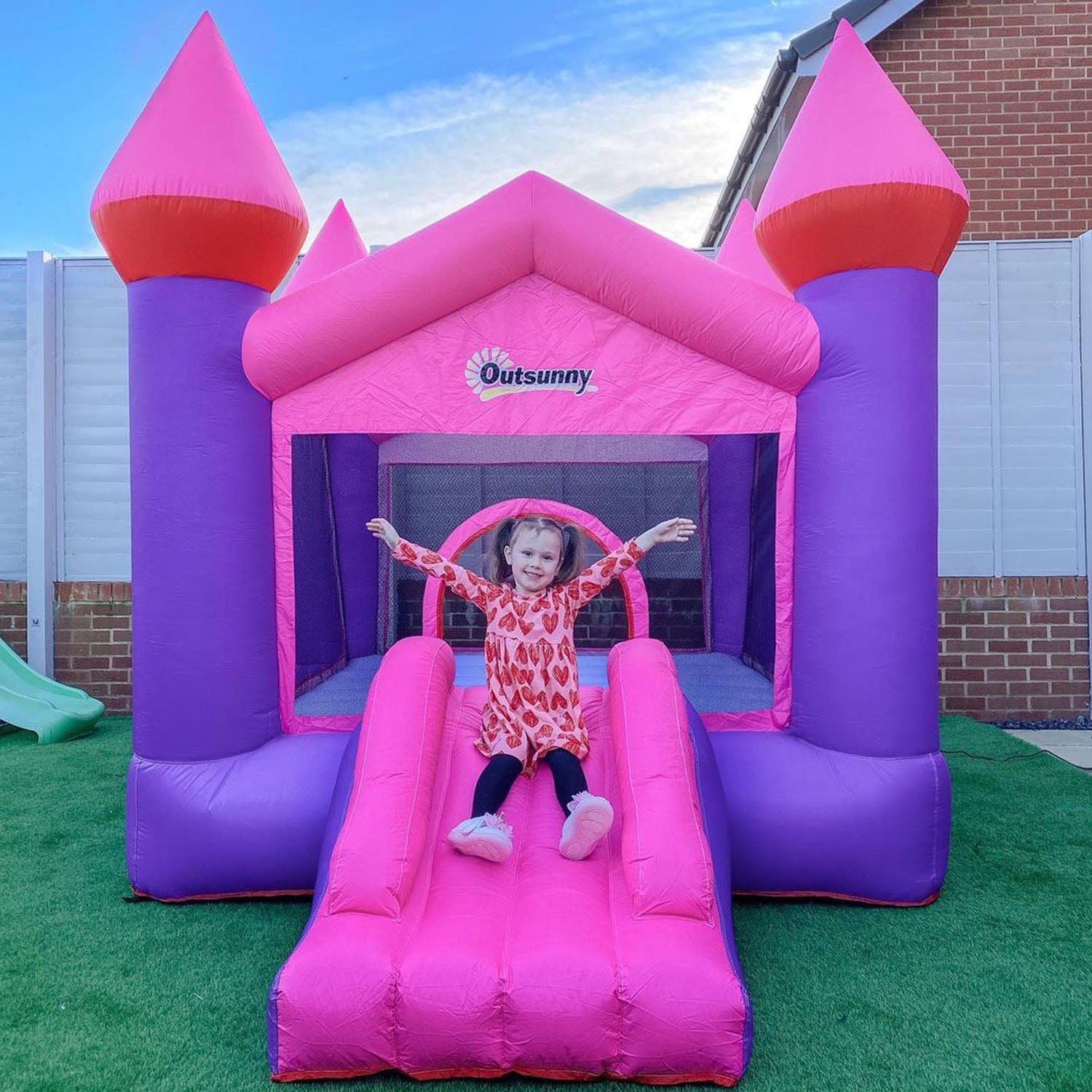 Bounce Castle Inflatable Trampoline Slide for Kids w/ inflator 3.5 x 2.5 x 2.7m