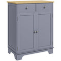 HOMCOM Side Storage Multi-use Sideboard Table Kitchen Floor Cabinet with Solid Wood Top, Adjustable Shelf, Drawer, Grey