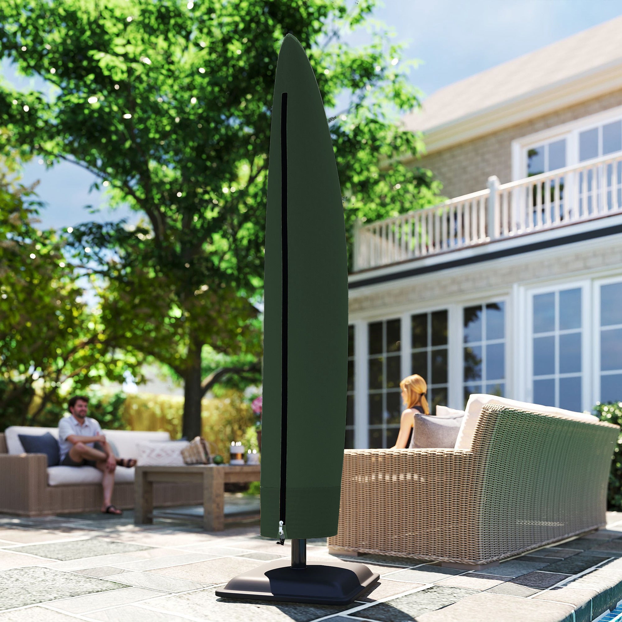 Parasol Cover, 600D Oxford Cantilever Umbrella Cover Fit for 2-4m Parasol, Green