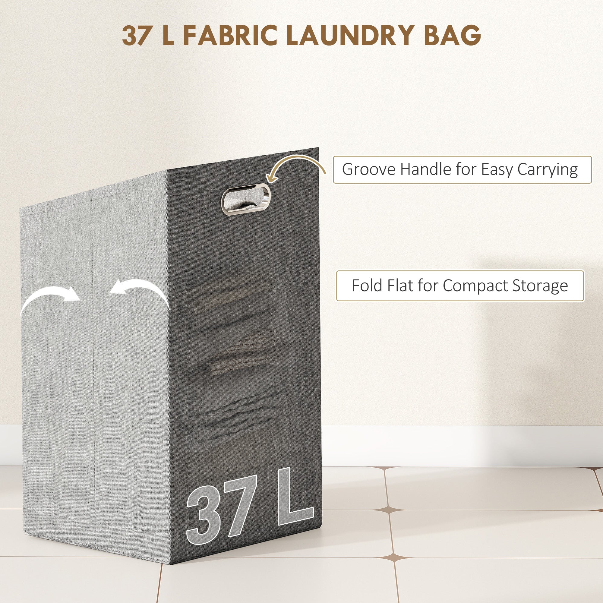 Bamboo Laundry Cabinet with Slatted Door, Bathroom Cabinet with Tilt-Out Hamper and Removable Liner Bag, 40 x 30D x 95 cm, Natural Wood Finish